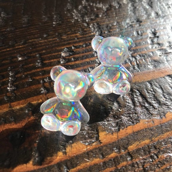 Iridescent Holographic GUMMY BEAR Stud Earrings - Picture 5 of 5